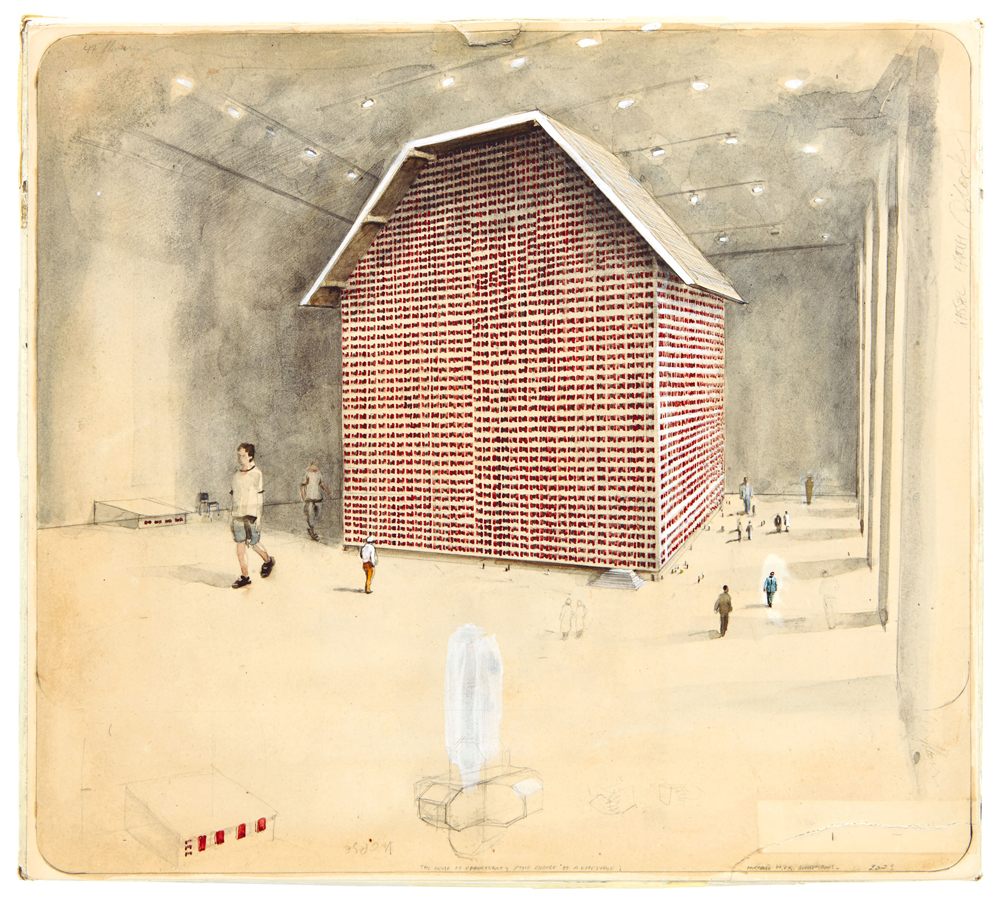 Michaël Borremans The house of opportunity (the chance of a lifetime) 2003, Watercolor, pencil and color pencil on paper 31.5 x 35 x 2 cm Collection S.M.A.K. Photo credit: Dirk Pauwels 